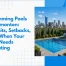 Headline graphic about Edmonton swimming pools—permits, setbacks, and RPR updates—beside a rooftop pool with city skyline.